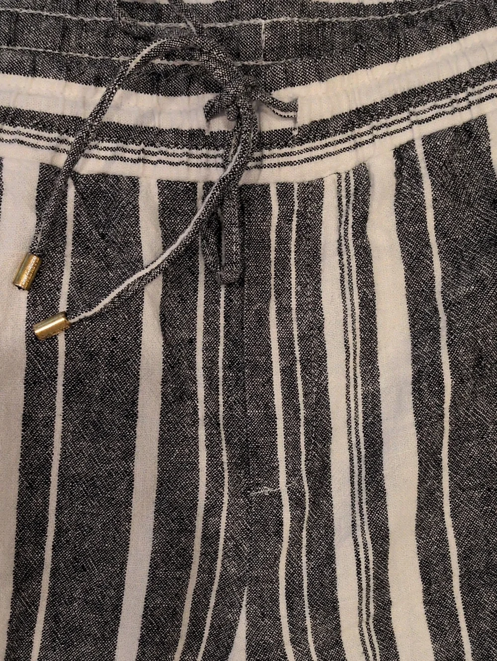 Ellen Tracy Charcy Gray & White Vertical Stripe Linen Blend Pant Large - Picture 5 of 11